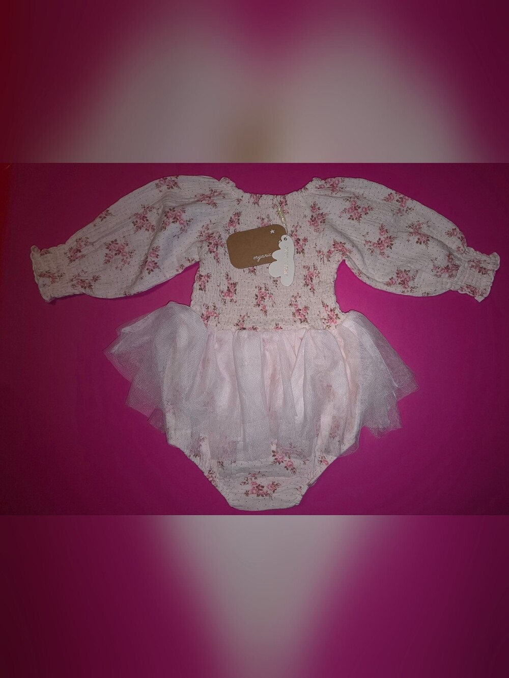 Angel Dear Floral Tulle Baby Dress Romper - Pink 6-12m NWT - Picture 10 of 10